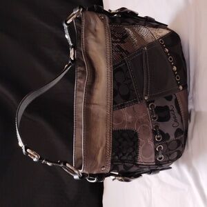 Coach Zoe Metallic Patchwork Shoulder Purse / lightly used
